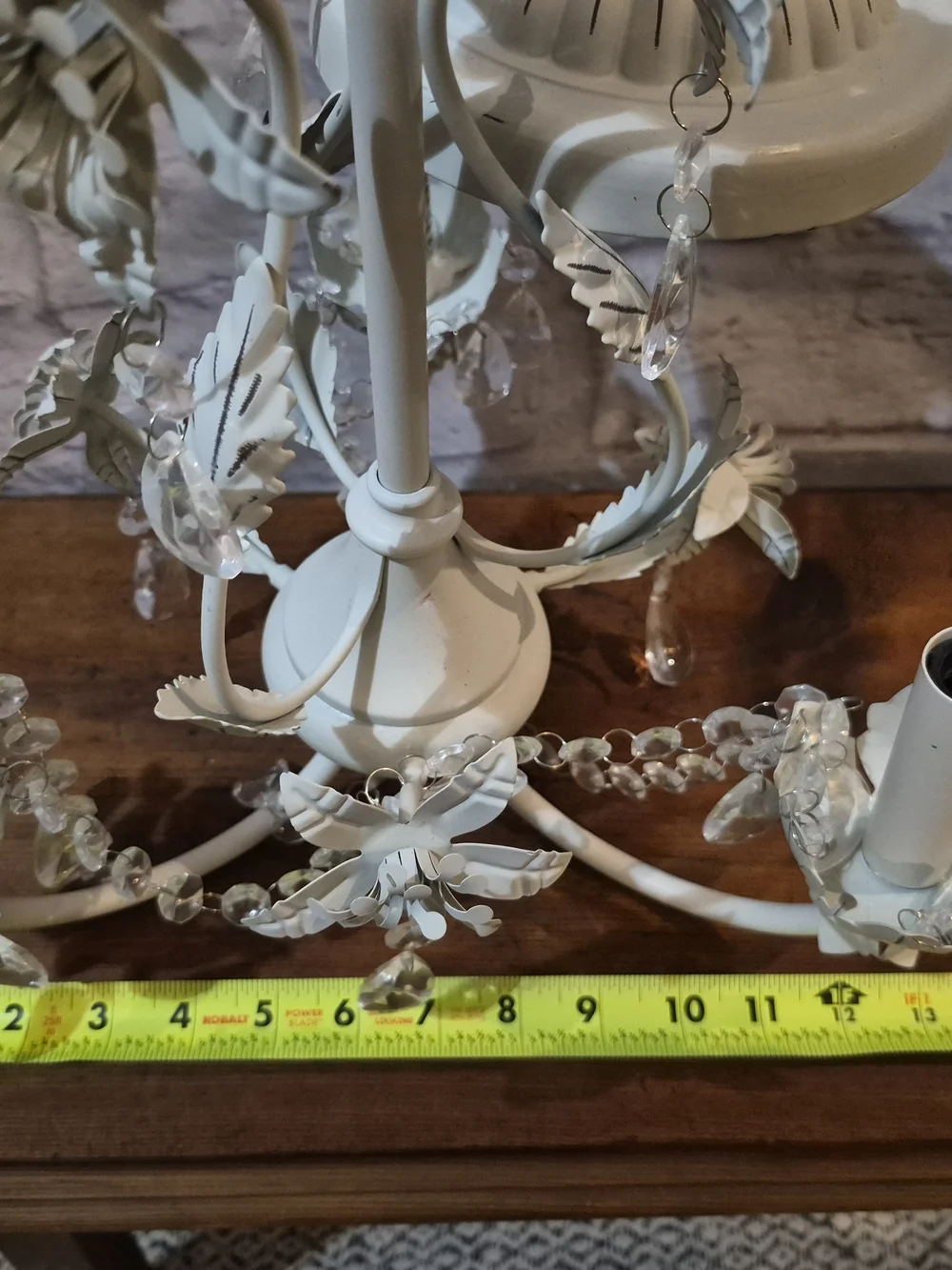 Elegant Cream Metal and Crystal Table Chandelier - Cream